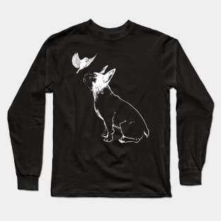 French Bulldog and Bird Long Sleeve T-Shirt